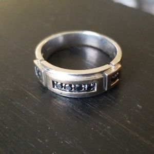 White gold black diamond ring